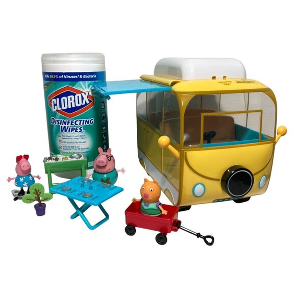 Peppa Pig Campervan Camping Playset Awning Peppa Pig Daddy Pig Candy Cat +Extras - Picture 10 of 12